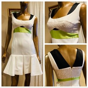 Lilia Stogova color block fit & flare dress